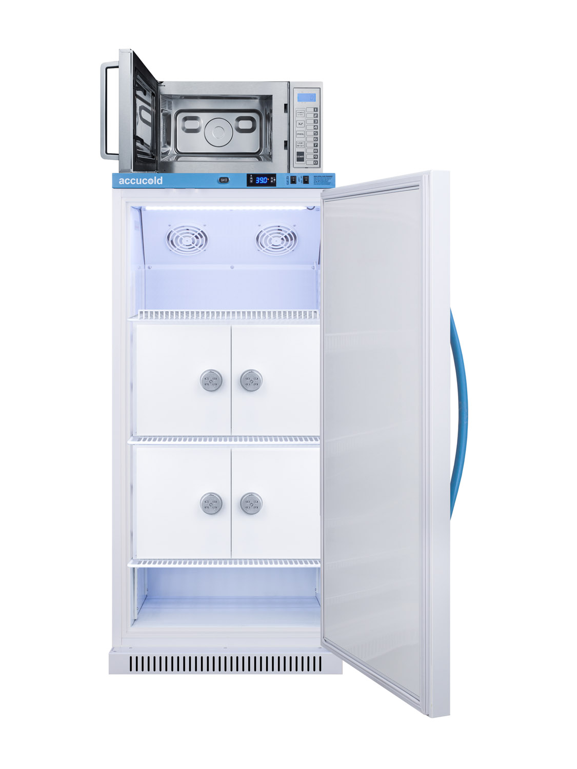 MOMCUBE refrigerator/microwave combination for easy storage of breast milk and sanitation of pumping equipment